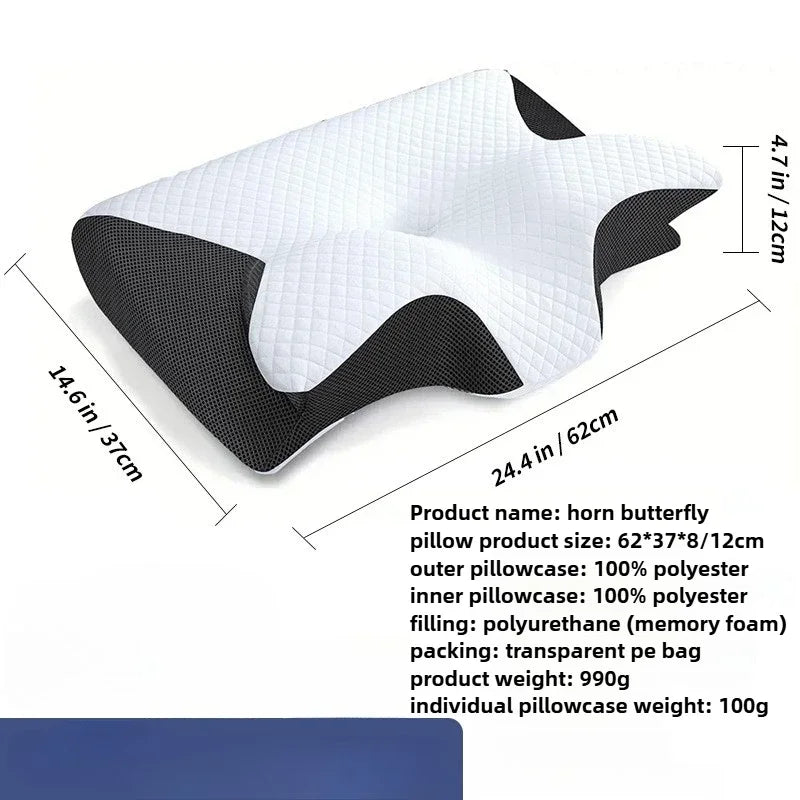 Almohada ortopédica de espuma viscoelástica en forma de mariposa