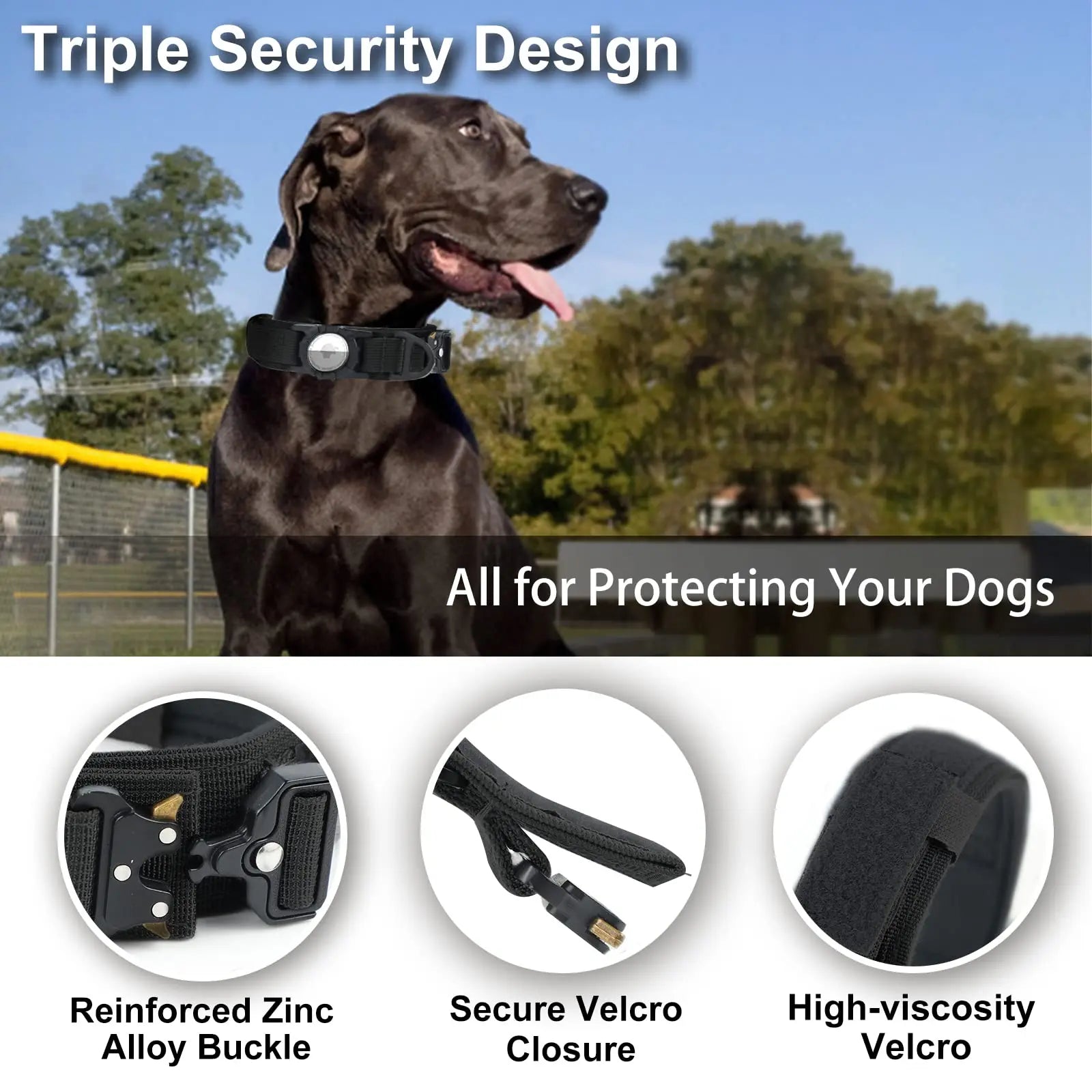 Collar táctico para perro con AirTag