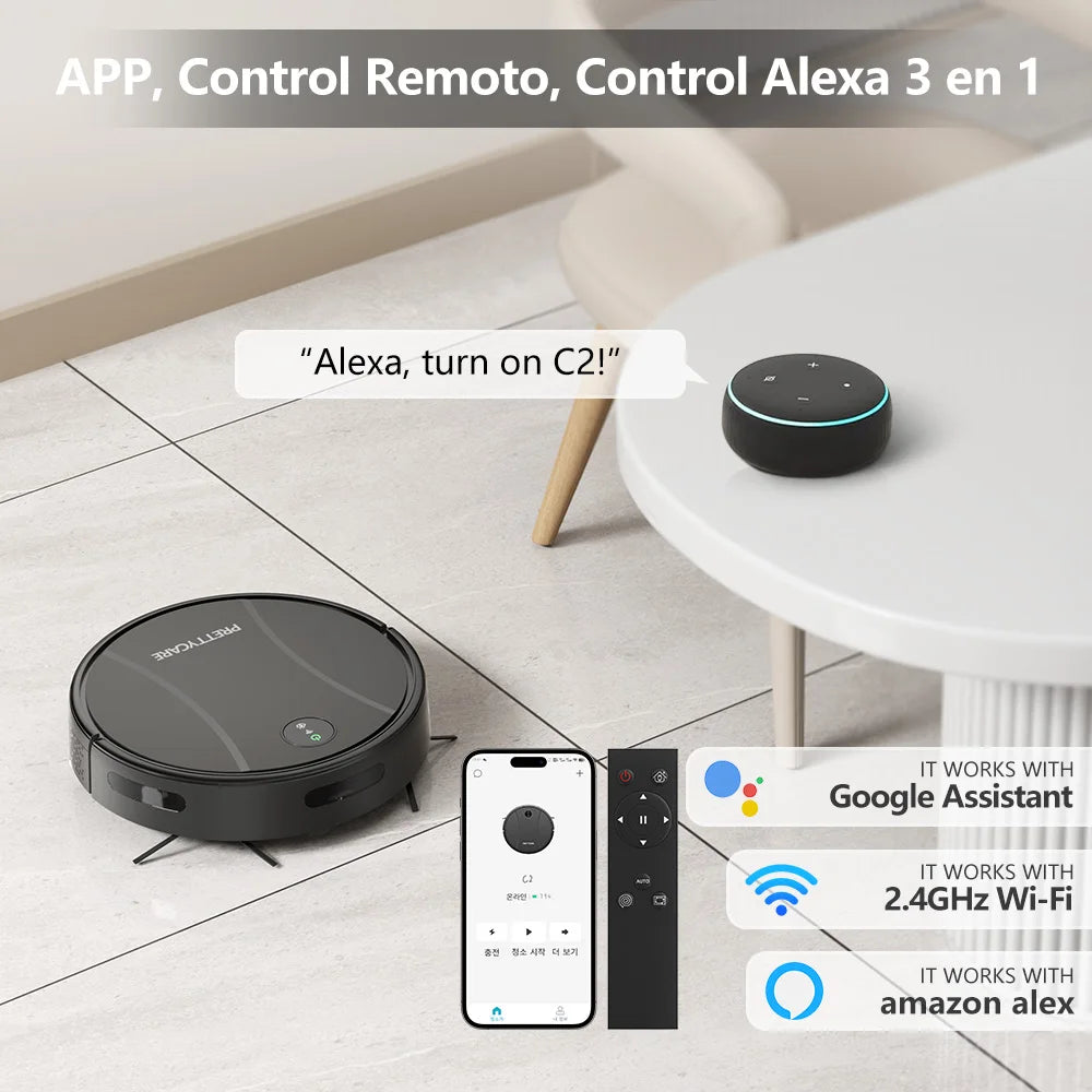 Robot aspirador y fregasuelos PrettyCare de 5000Pa
