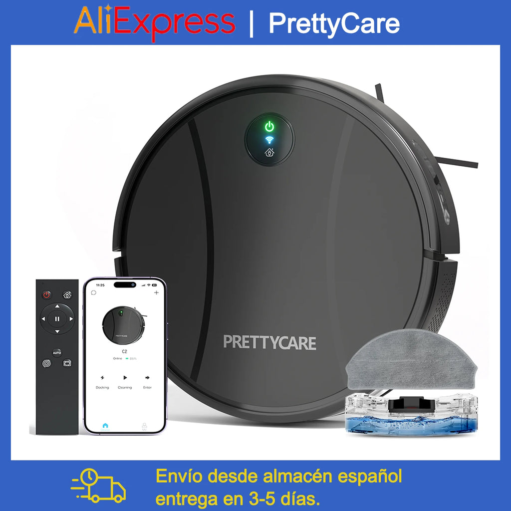 Robot aspirador y fregasuelos PrettyCare de 5000Pa