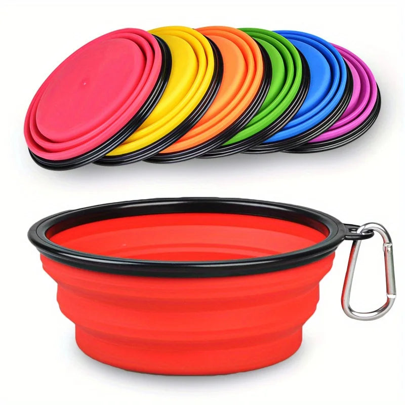 Comedero portátil y plegable de silicona para perros