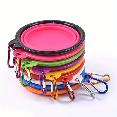 Comedero portátil y plegable de silicona para perros