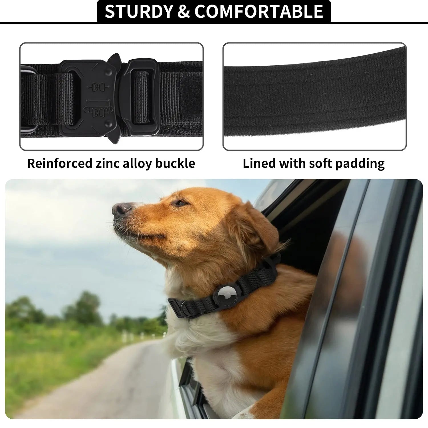 Collar táctico para perro con AirTag